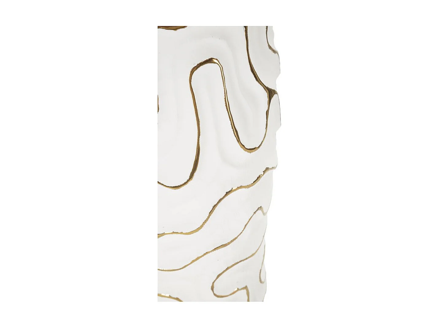 Decoratieve witte en gouden keramische vaas Ø 16x32,5 cm