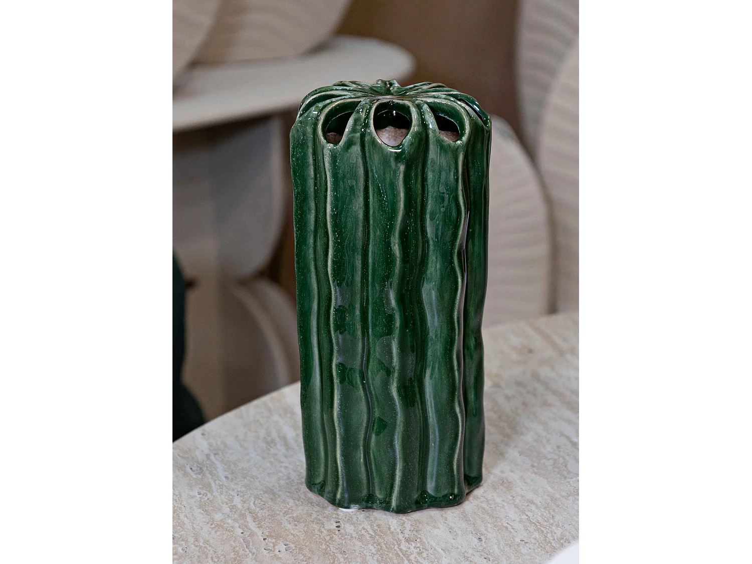Vase en céramique verte, ø 11,5x23,5 cm