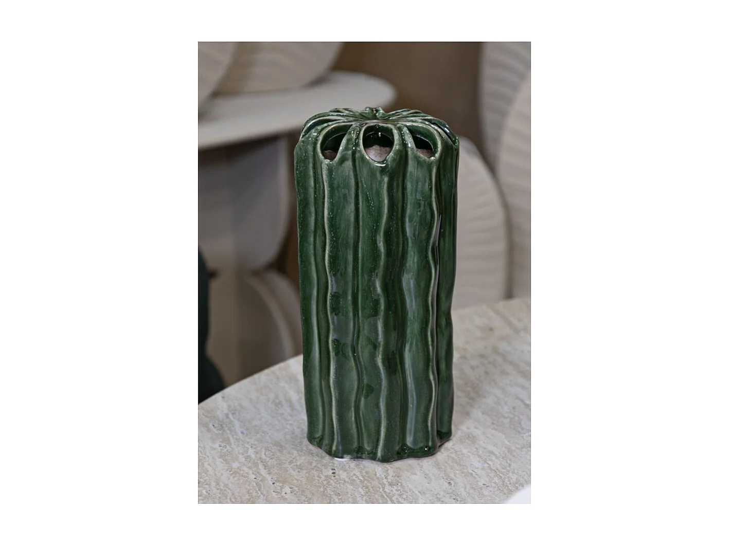 Vase en Céramique "Cactus" 23cm Vert