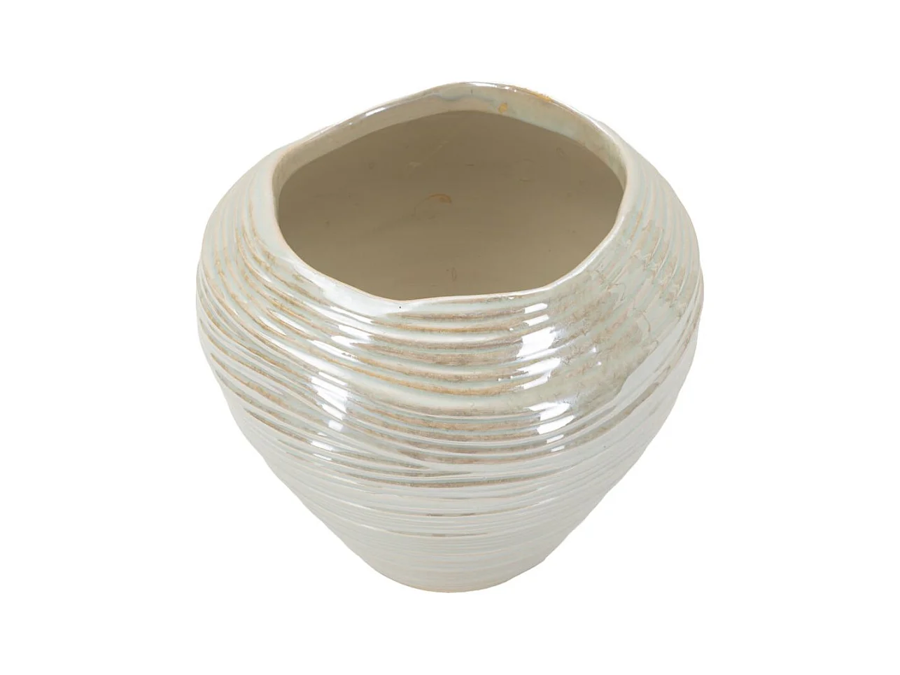 Vase en céramique couleur perle, ø 22x20 cm