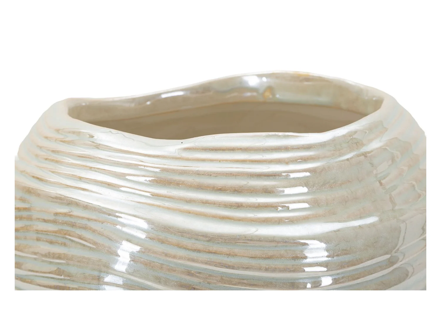 Vase en céramique couleur perle, ø 22x20 cm