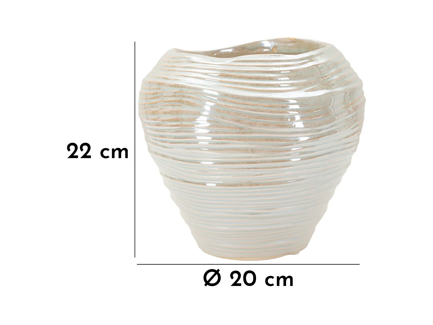 Vase en céramique couleur perle, ø 22x20 cm