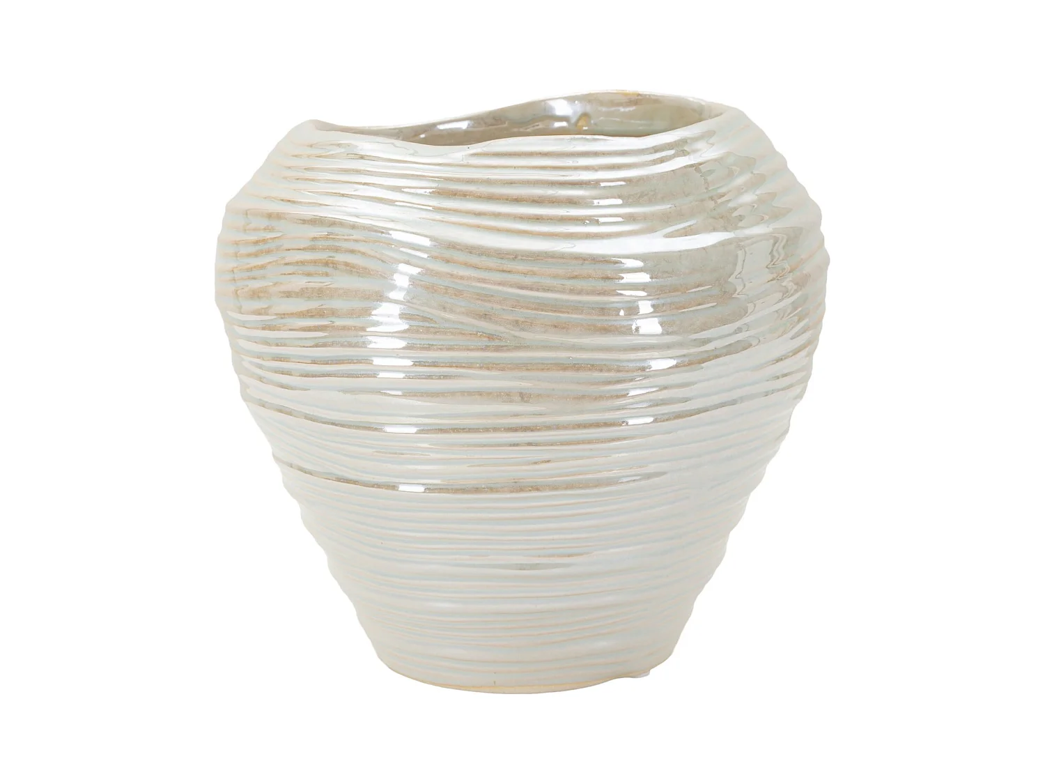 Vase en céramique couleur perle, ø 22x20 cm