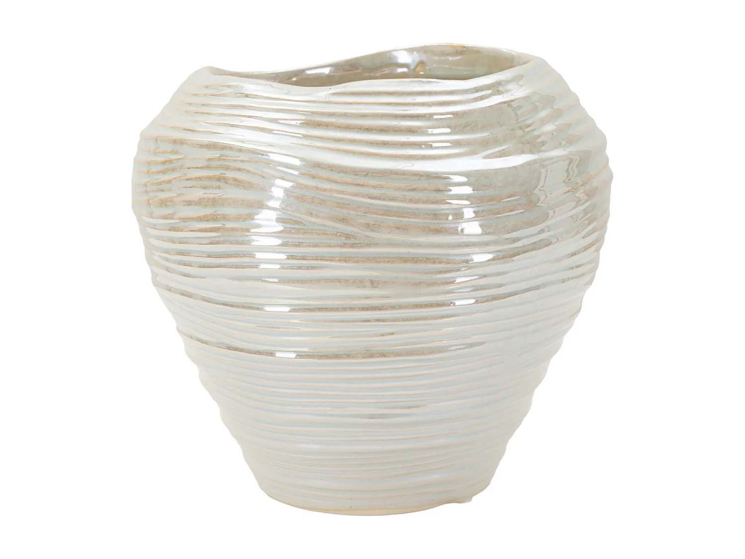 Vase en céramique couleur perle, ø 22x20 cm