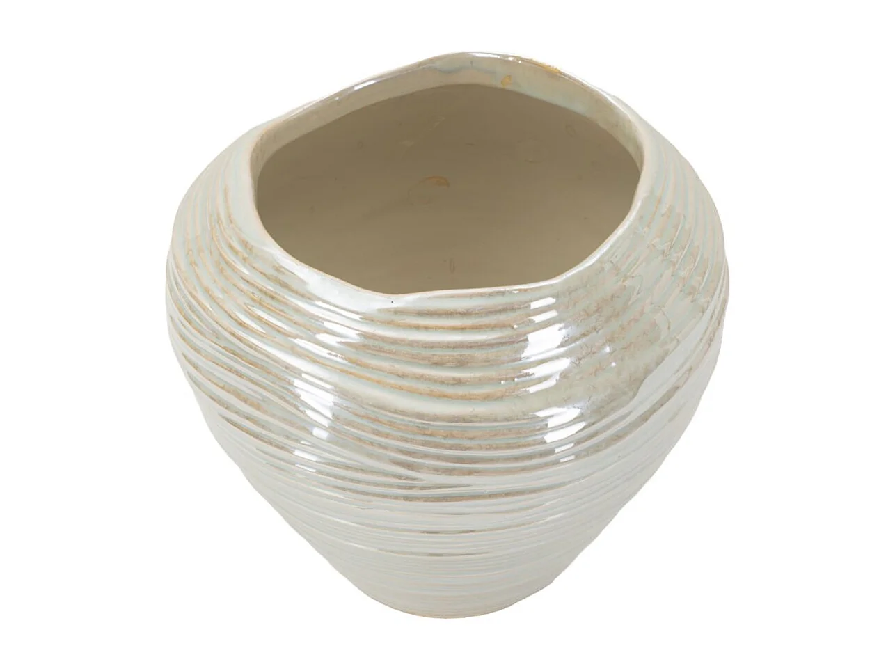 Vase en céramique couleur perle, ø 22x20 cm