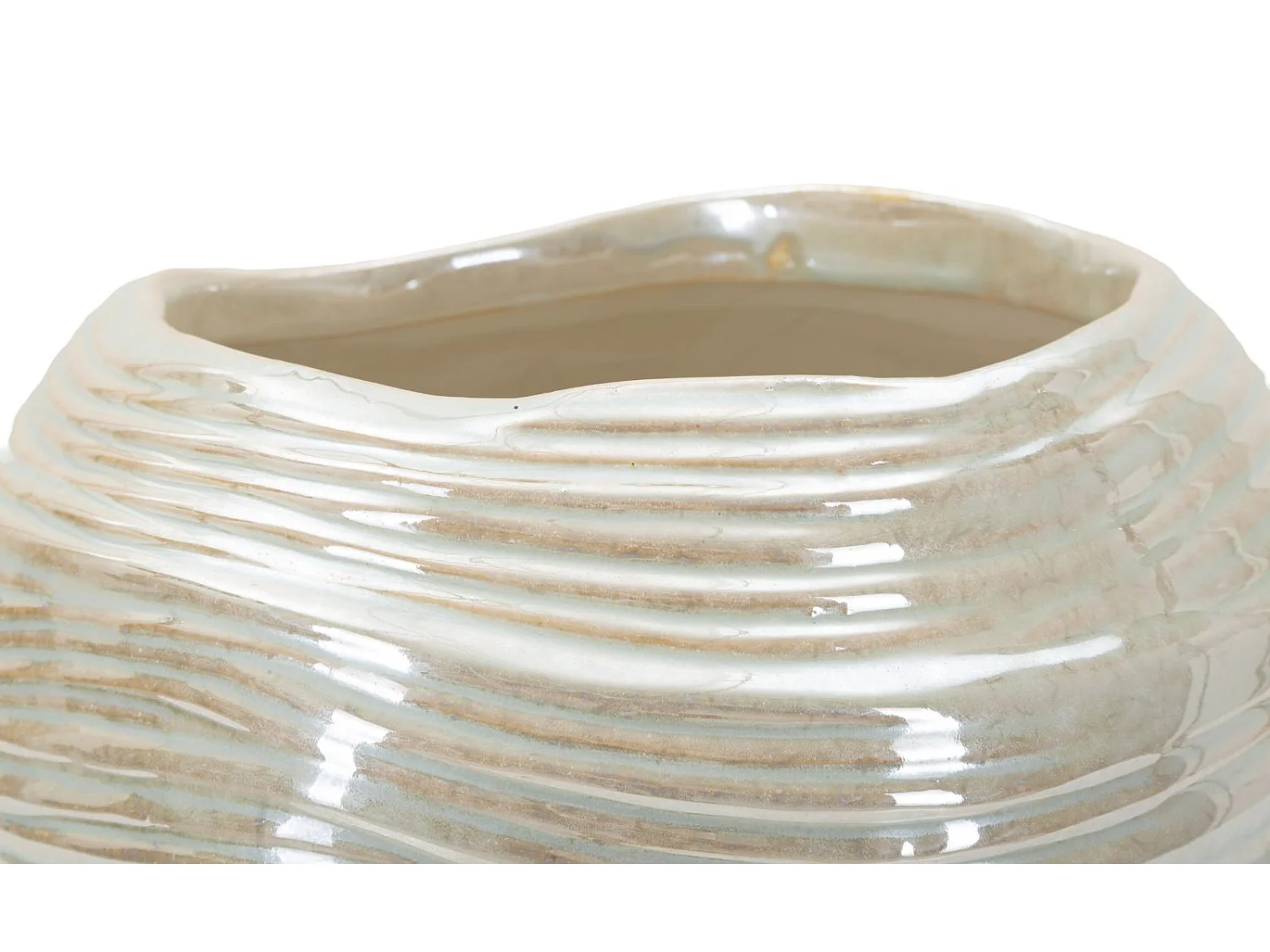 Vase en céramique couleur perle, ø 22x20 cm