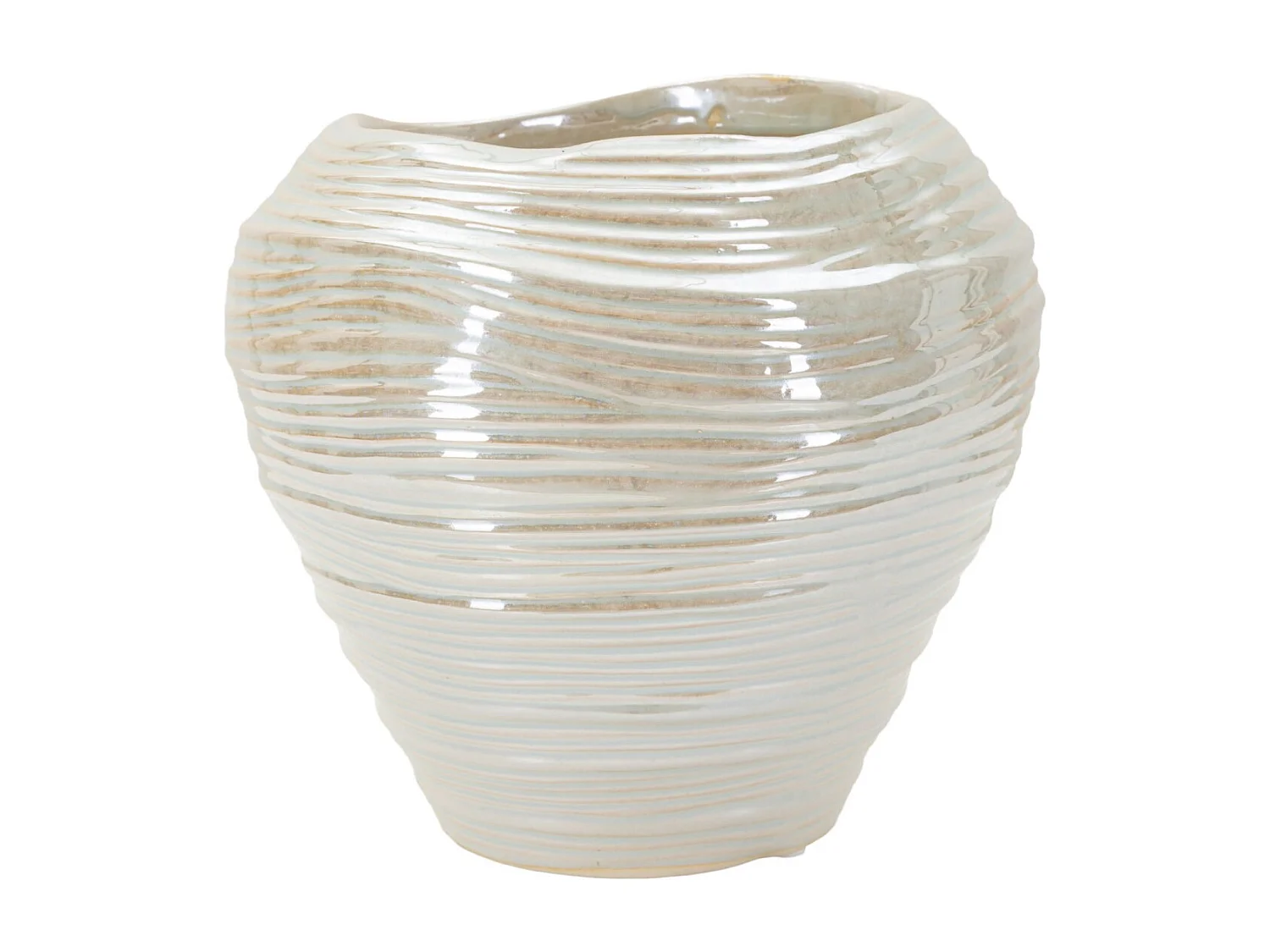 Vaso in ceramica colore perla cm ø 22x20