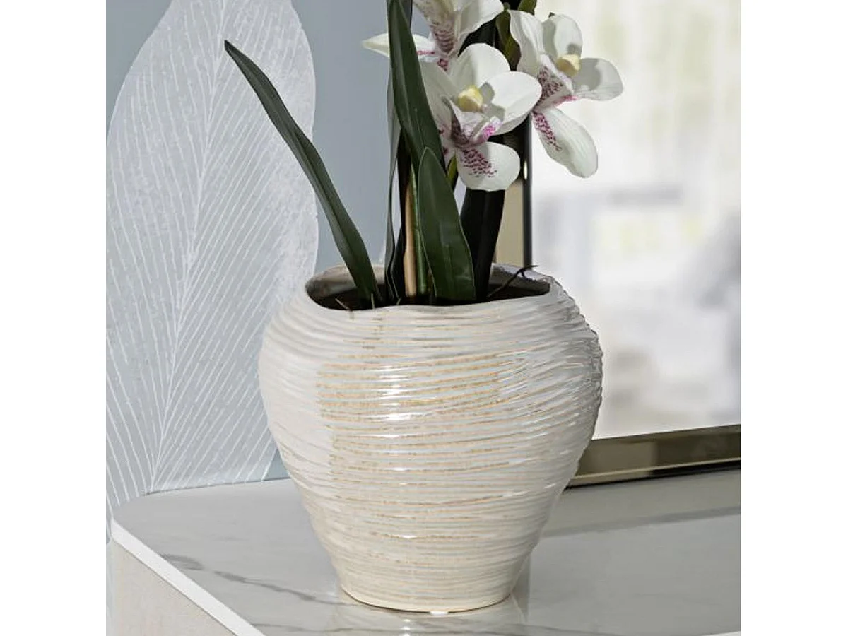 Vaso in ceramica colore perla cm ø 22x20