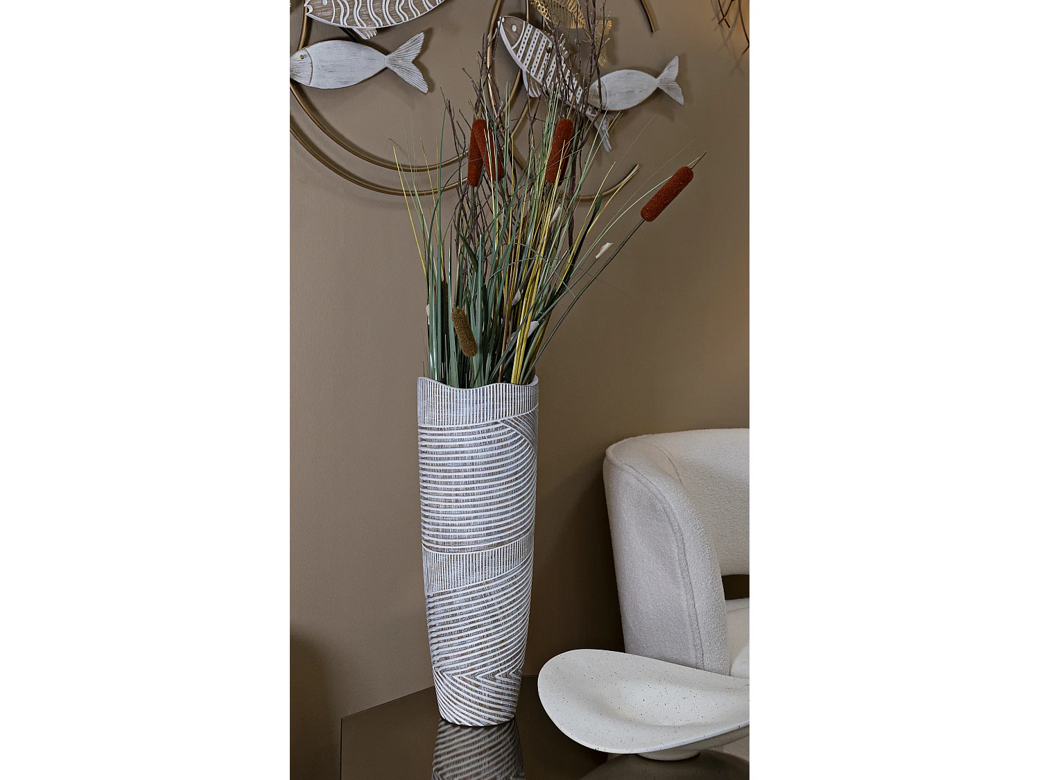 Vase en résine blanche cm ø 19x55