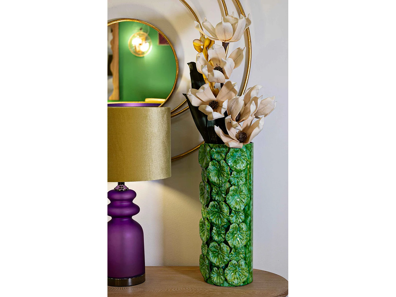 Vase en métal vert cm 18x17,5x46