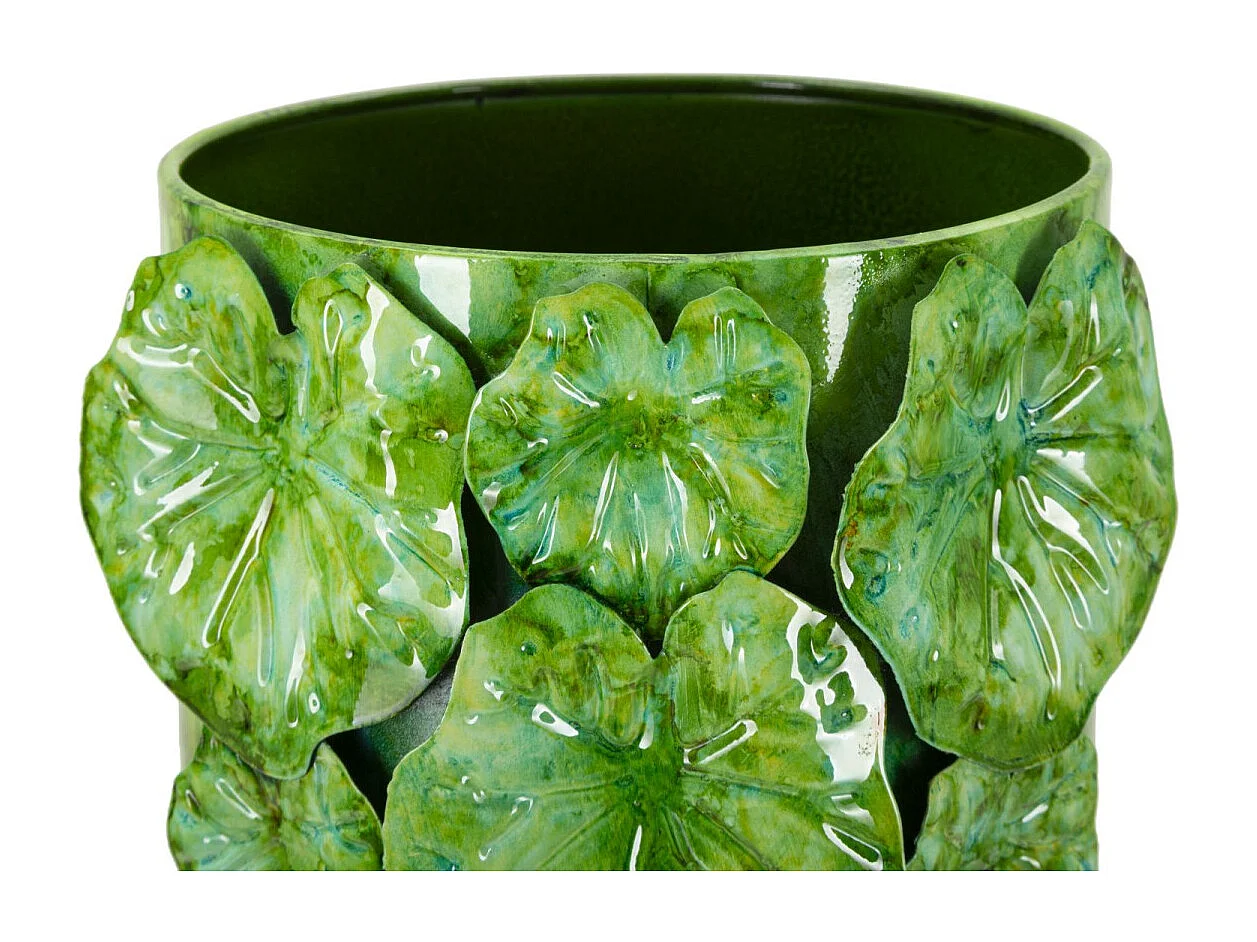 Groene metalen vaas 18x17,5x46 cm