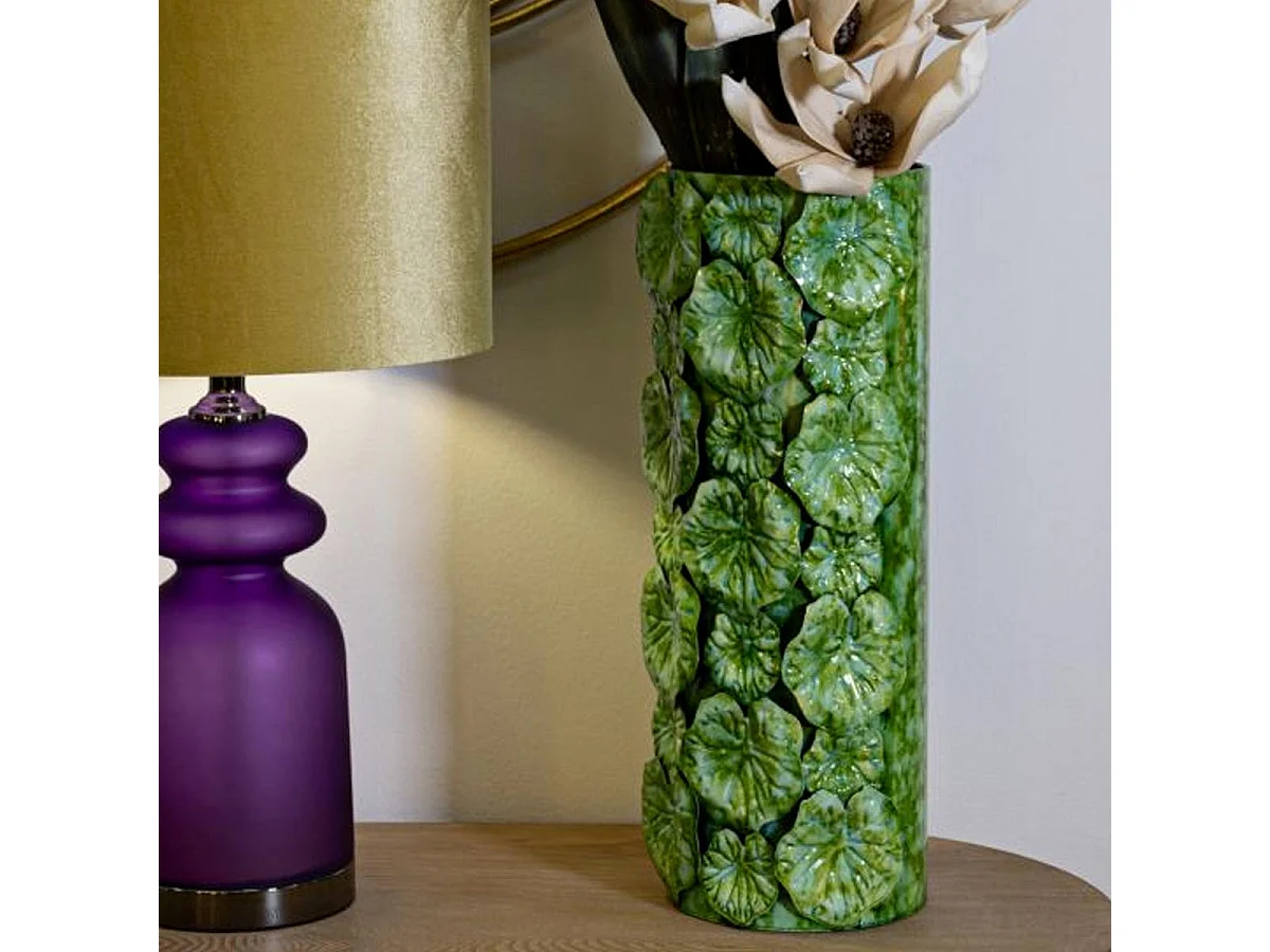 Groene metalen vaas 18x17,5x46 cm