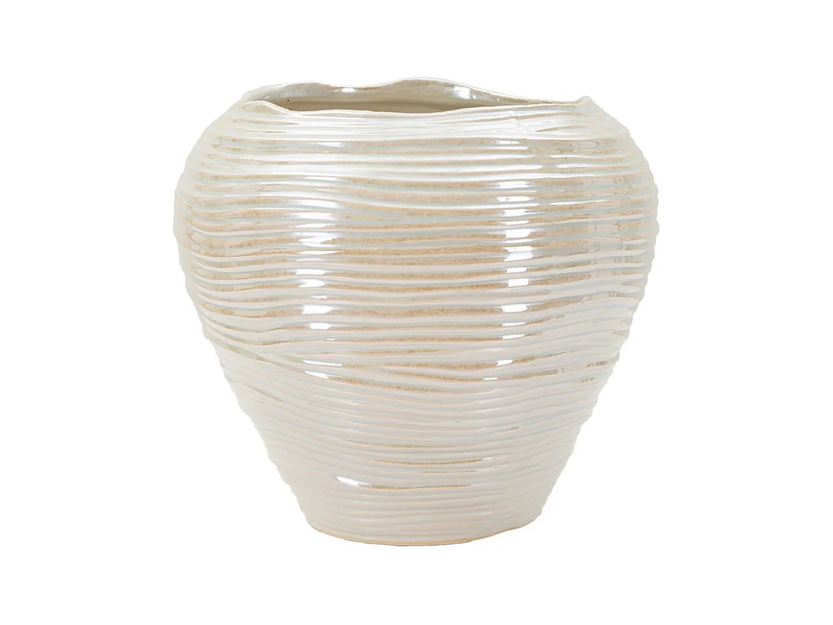 Vase en céramique couleur perle, ø 27x24 cm