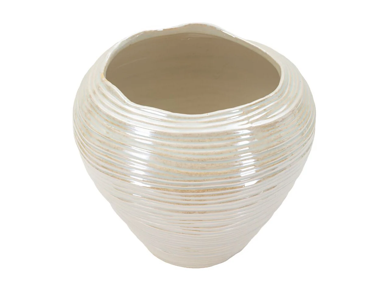Vase en céramique couleur perle, ø 27x24 cm