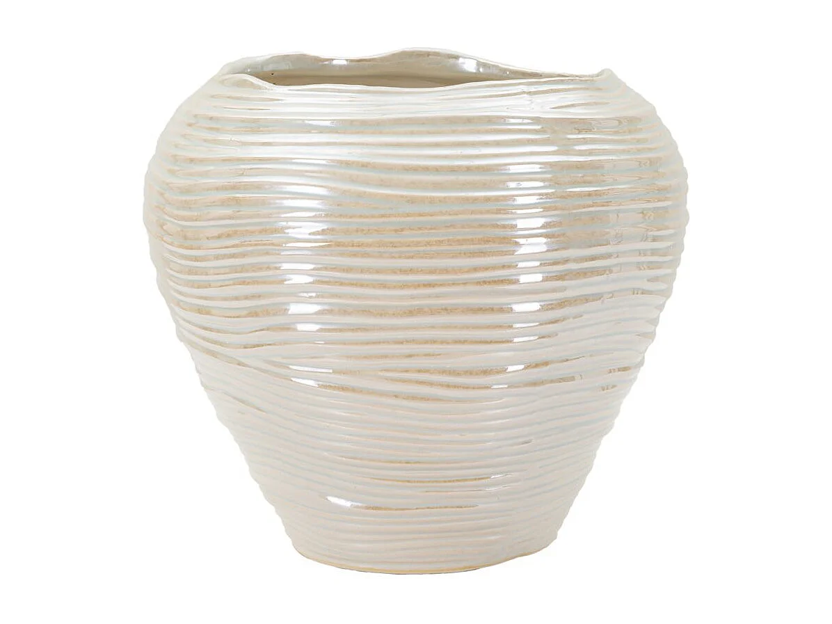 Vase en céramique couleur perle, ø 27x24 cm