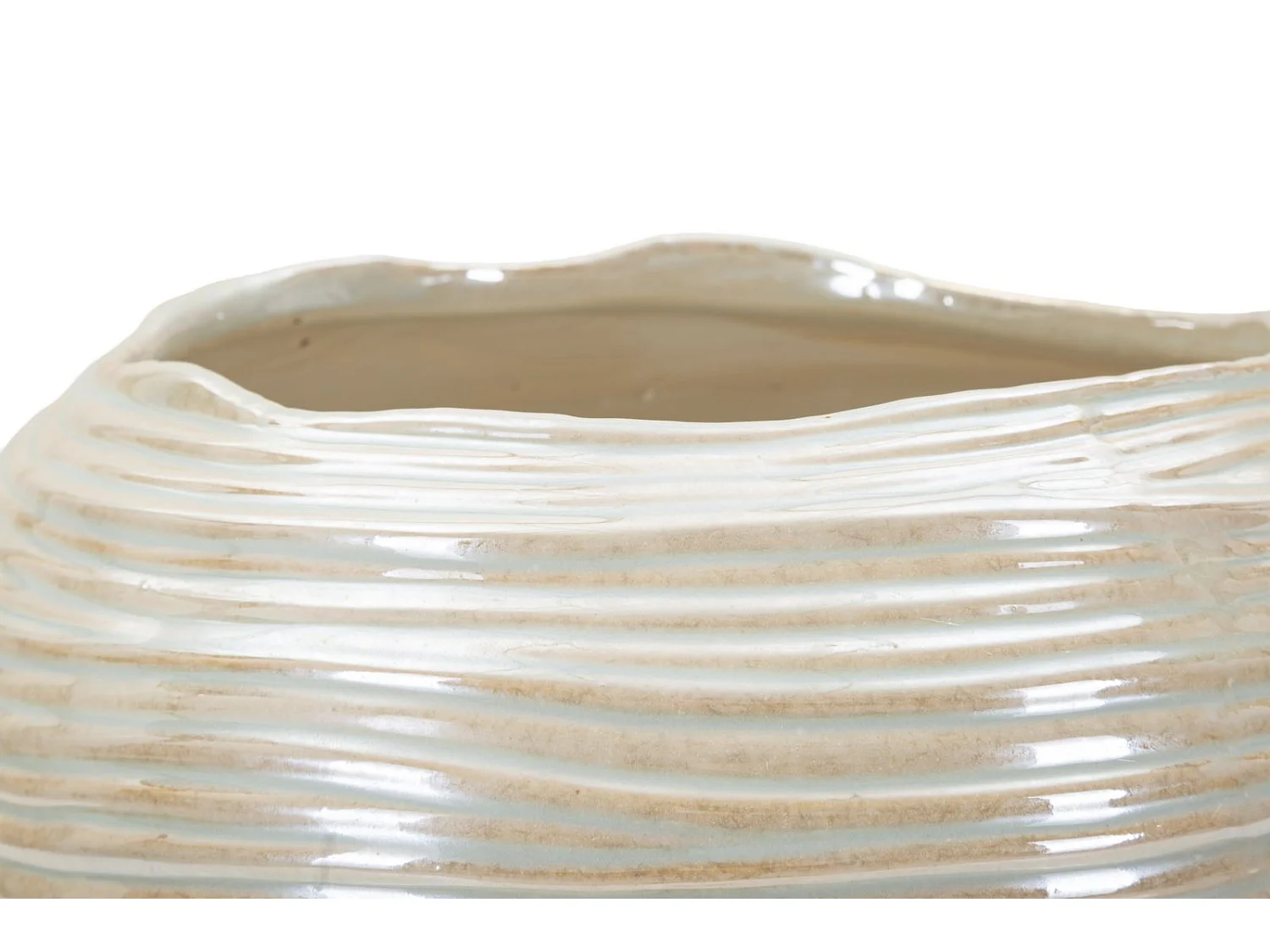 Vase en céramique couleur perle, ø 27x24 cm