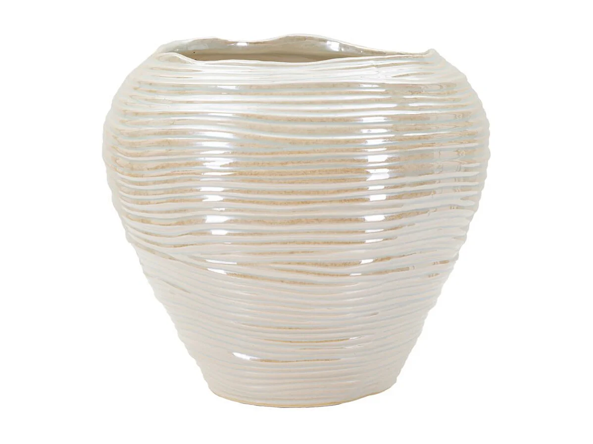 Vaso in ceramica colore perla cm ø 27x24