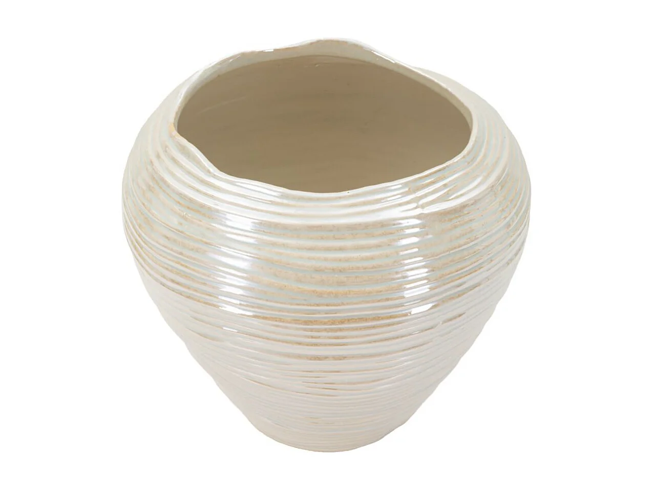 Vaso in ceramica colore perla cm ø 27x24