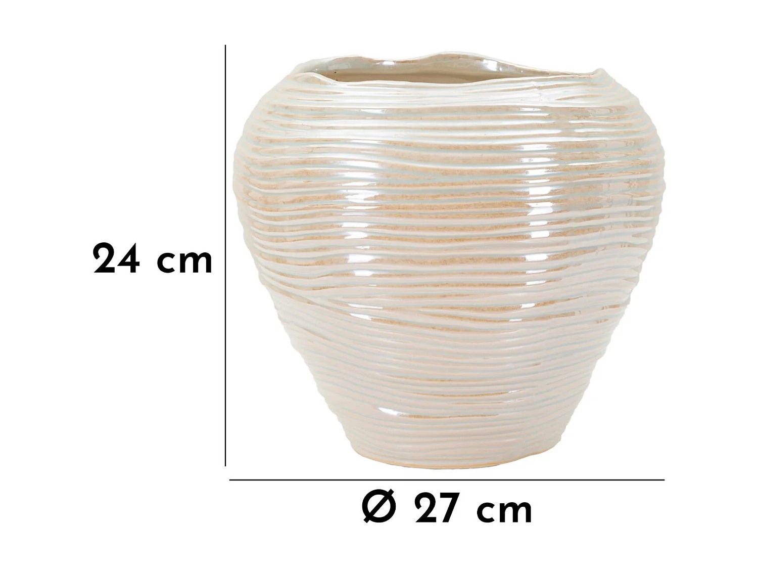 Vaso in ceramica colore perla cm ø 27x24