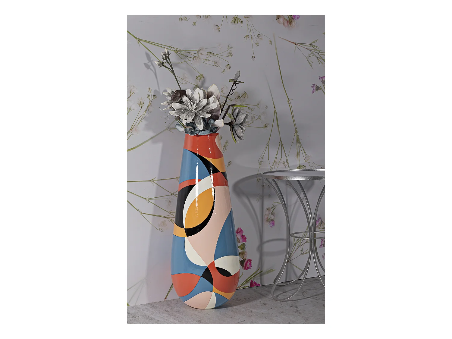 Vase Haut en Résine "Rubic" 92cm Multicolore