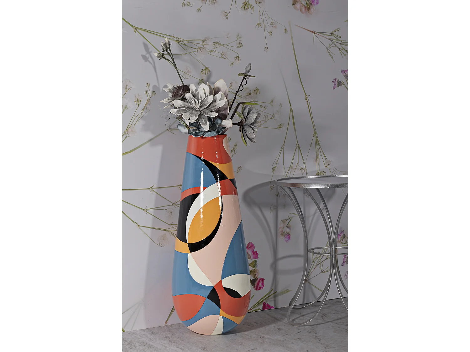 Vaso decorativo in resina multicolore Ø cm 37x92