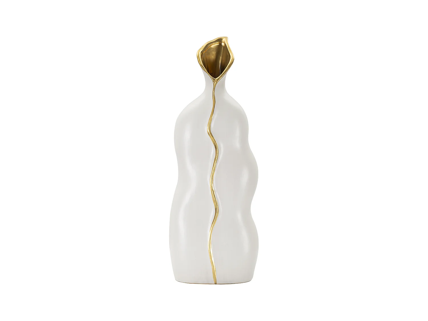 Vaso decorativo in ceramica bianco e oro cm 19,5x10x50
