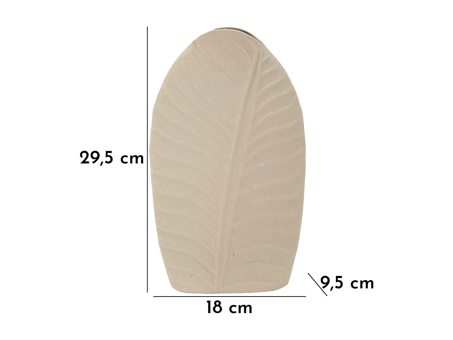 Vase en métal couleur crème 18x9,5x29,5 cm