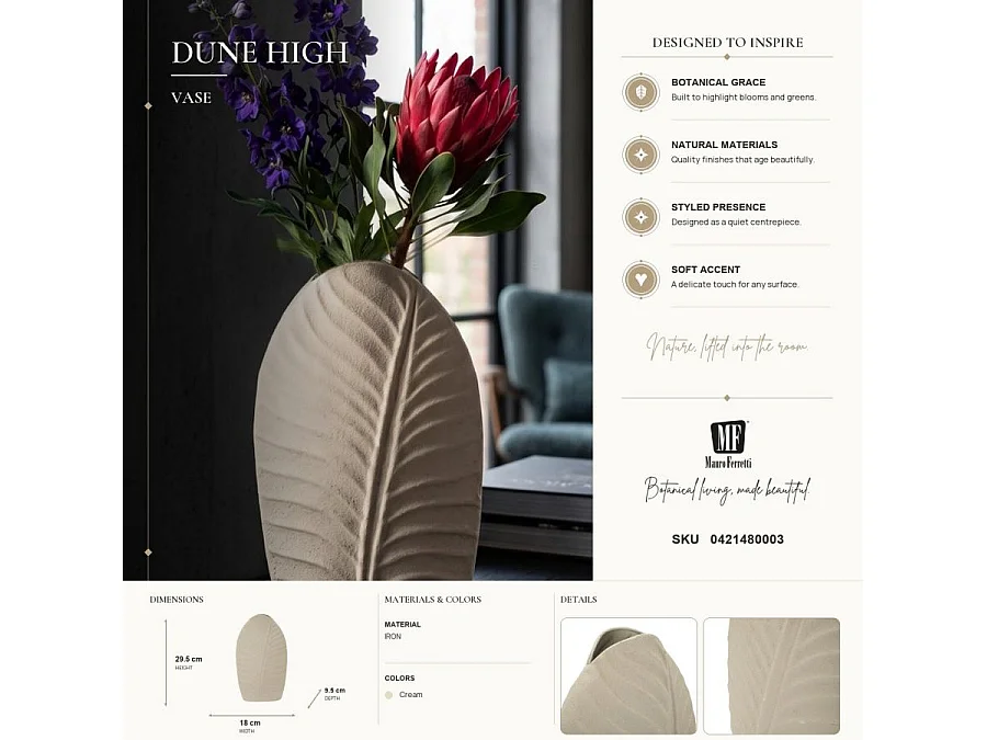 Vase Design "Dune" 29cm Crème
