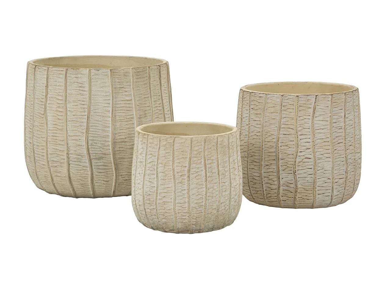 Lot de 3 Cache-Pots "Flake" 30cm Crème