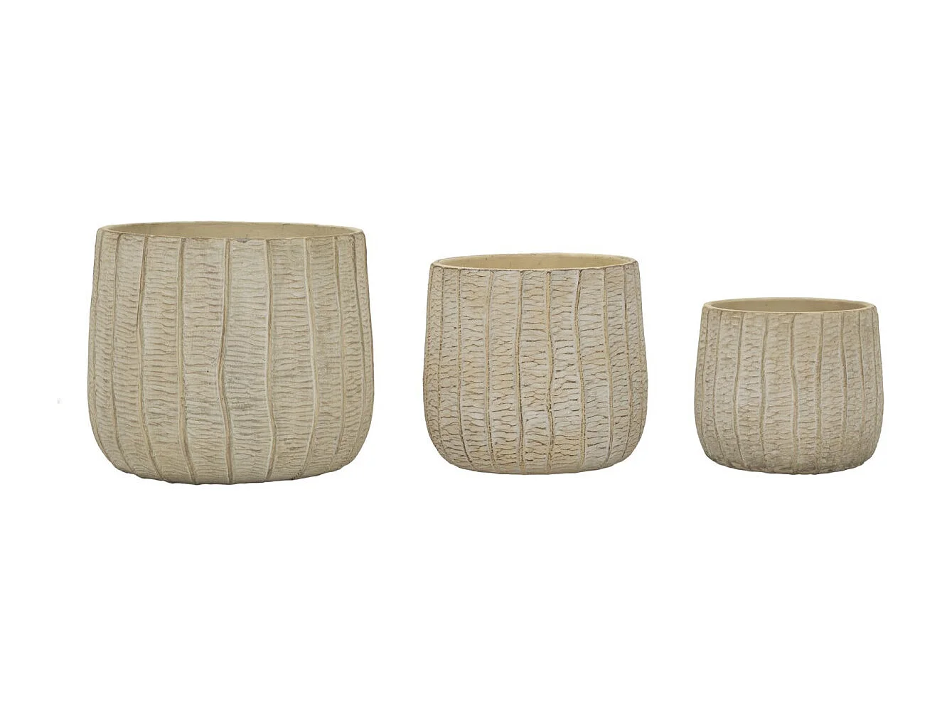 Lot de 3 Cache-Pots "Flake" 30cm Crème