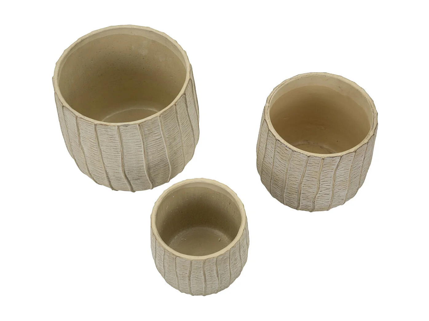 Lot de 3 Cache-Pots "Flake" 30cm Crème