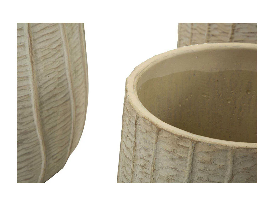 Lot de 3 Cache-Pots "Flake" 30cm Crème