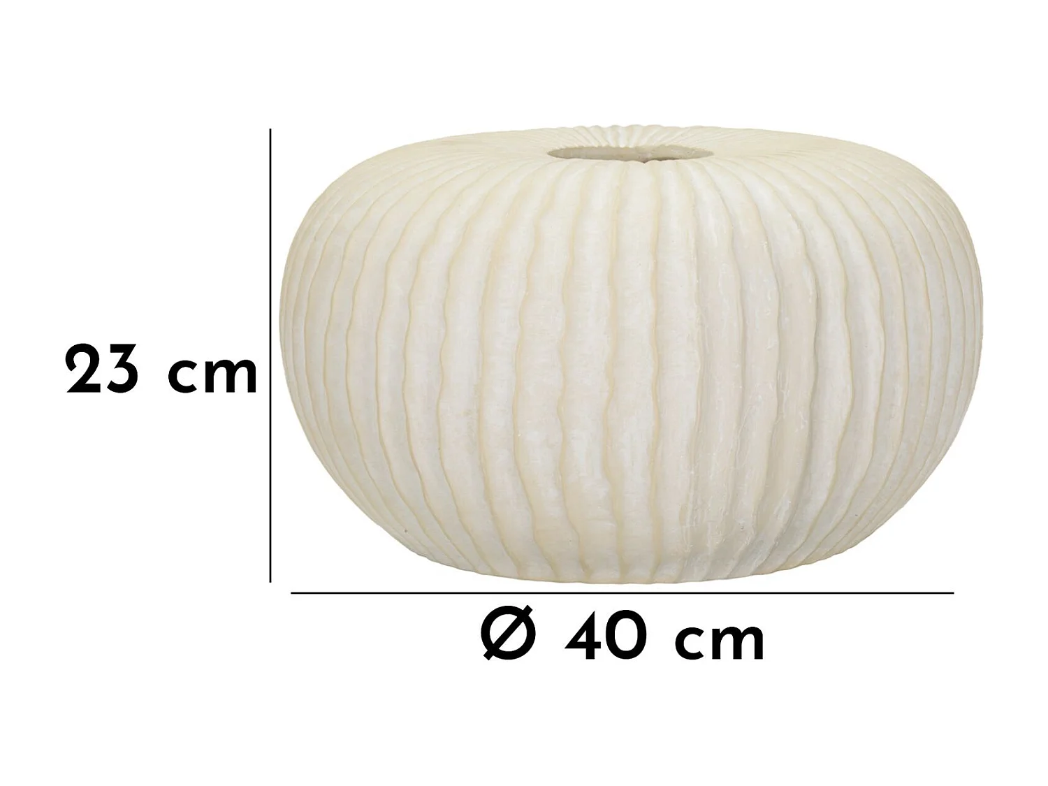 Vase Design Rainuré "Icicle" 40cm Crème