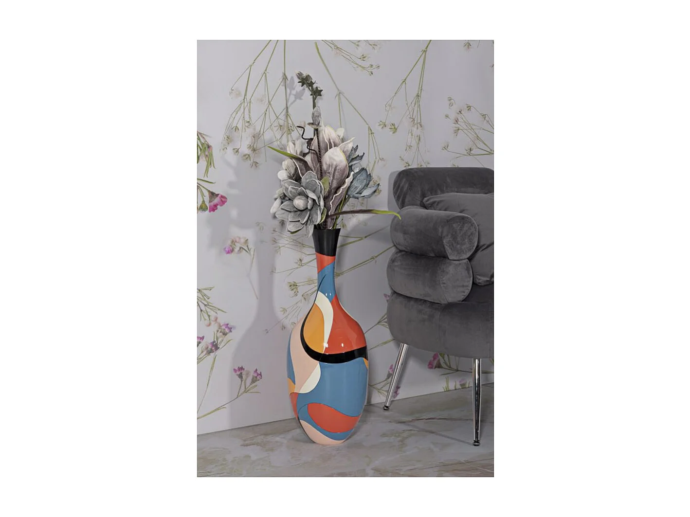 Vase Déco en Résine "Rubic" 66cm Multicolore
