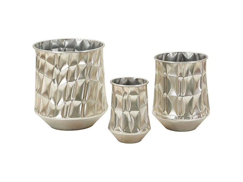 Set de 3 vases en métal argenté