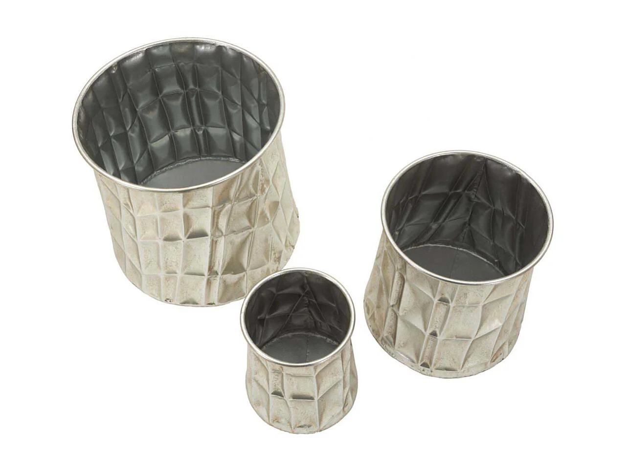 Set de 3 vases en métal argenté