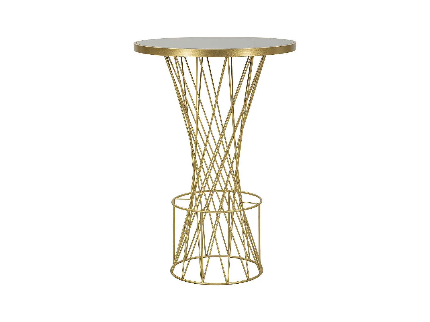 Tavolo bar in metallo dorato e vetro cm ø 70x103