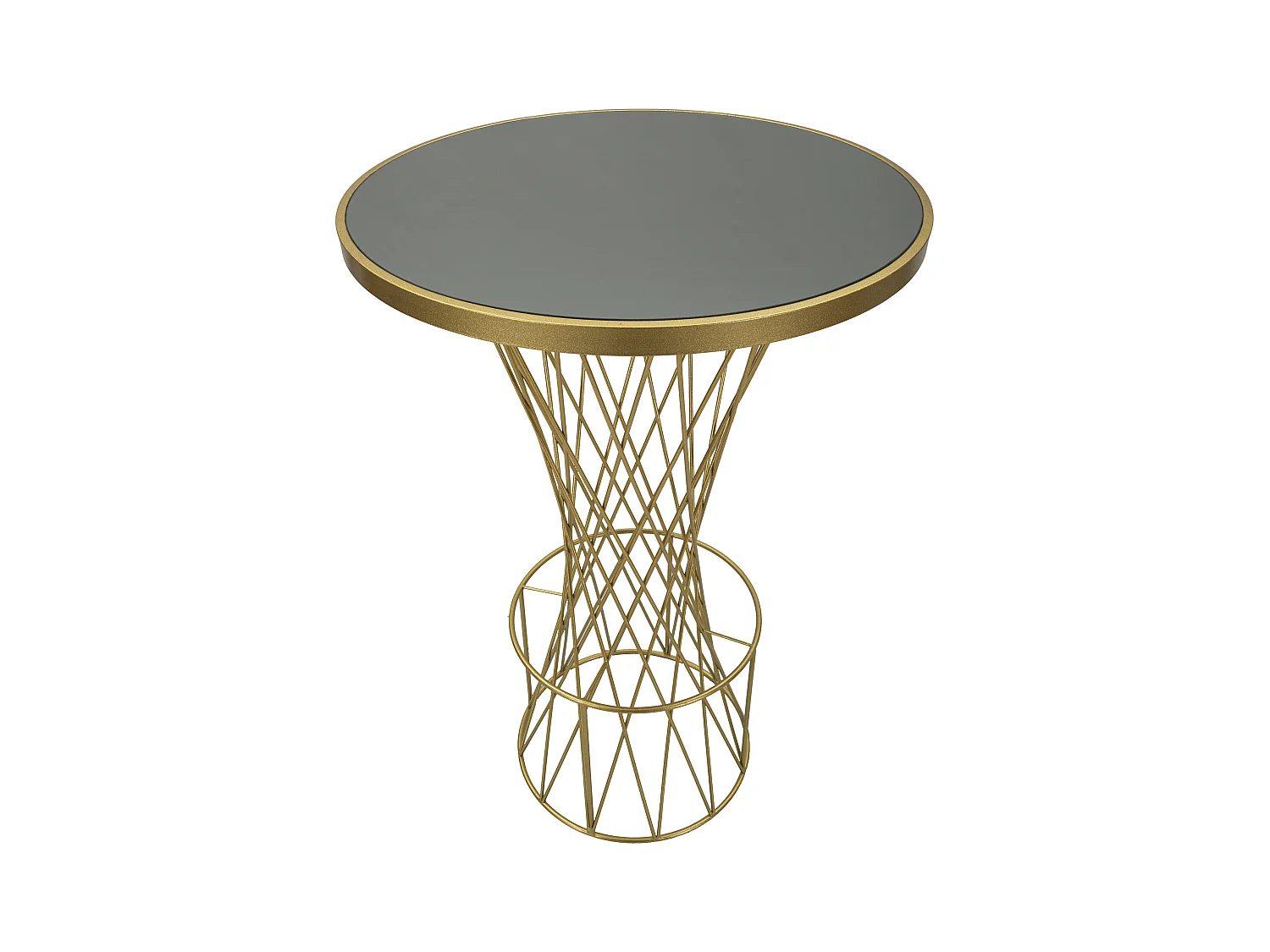 Tavolo bar in metallo dorato e vetro cm ø 70x103