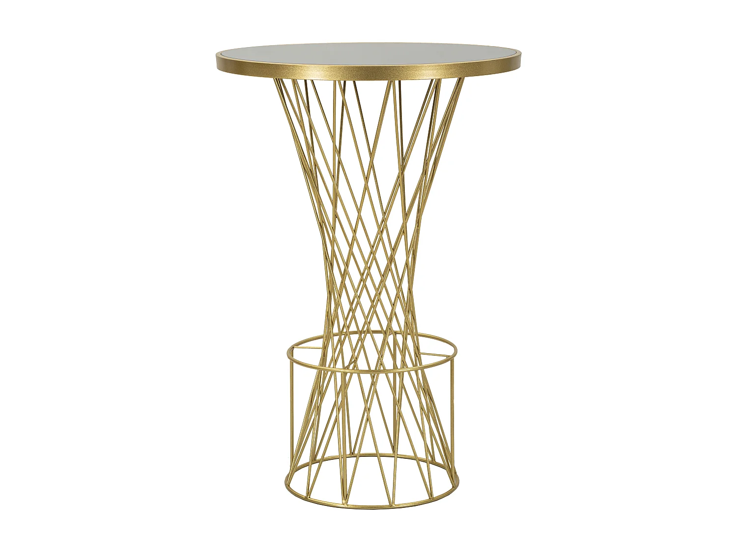 Table de bar en métal doré et verre, ø 70x103 cm