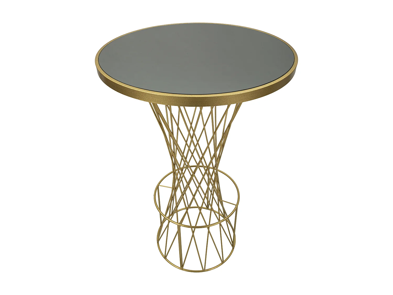 Table de bar en métal doré et verre, ø 70x103 cm