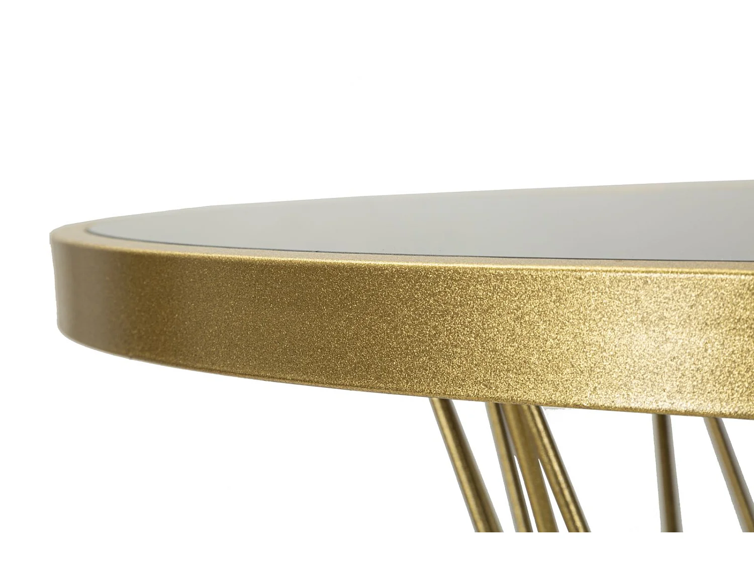 Table de bar en métal doré et verre, ø 70x103 cm