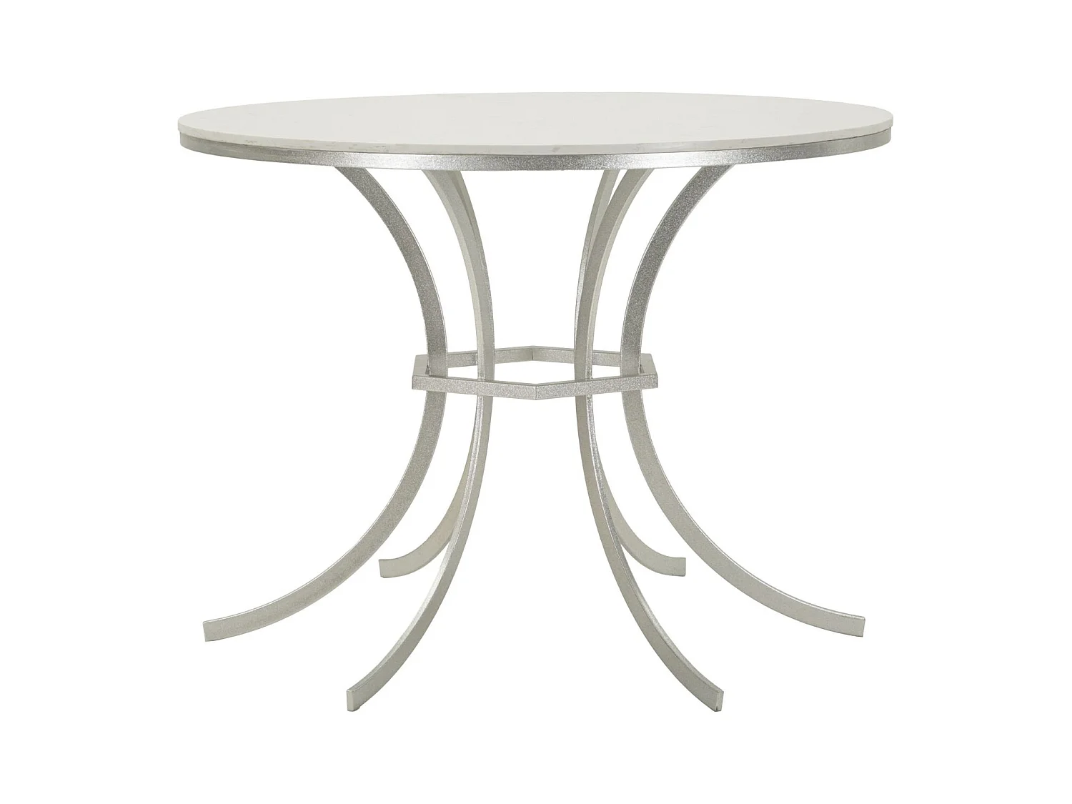 Table à manger en métal argenté et marbre, ø 100x76,5 cm