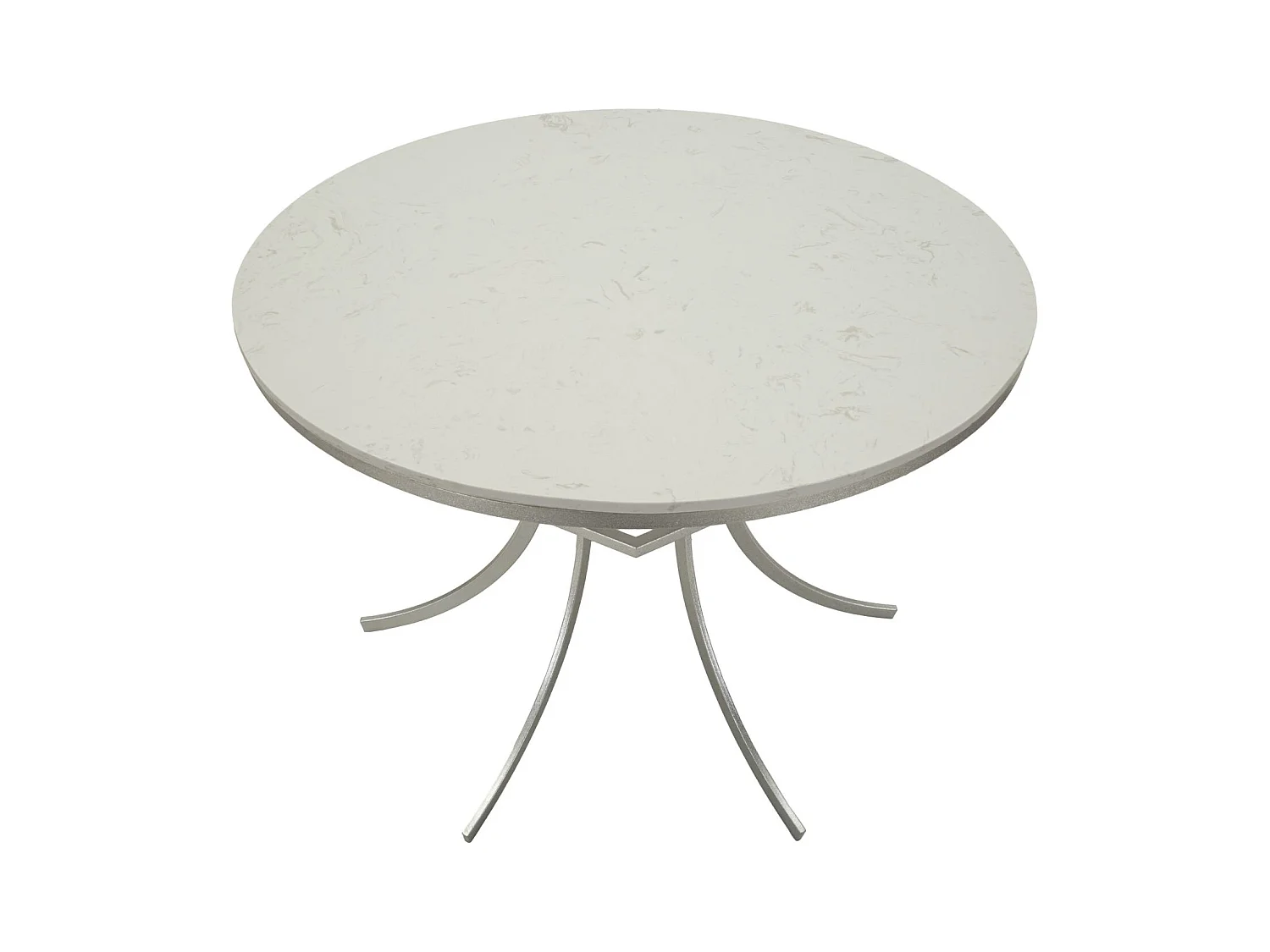 Table à manger en métal argenté et marbre, ø 100x76,5 cm