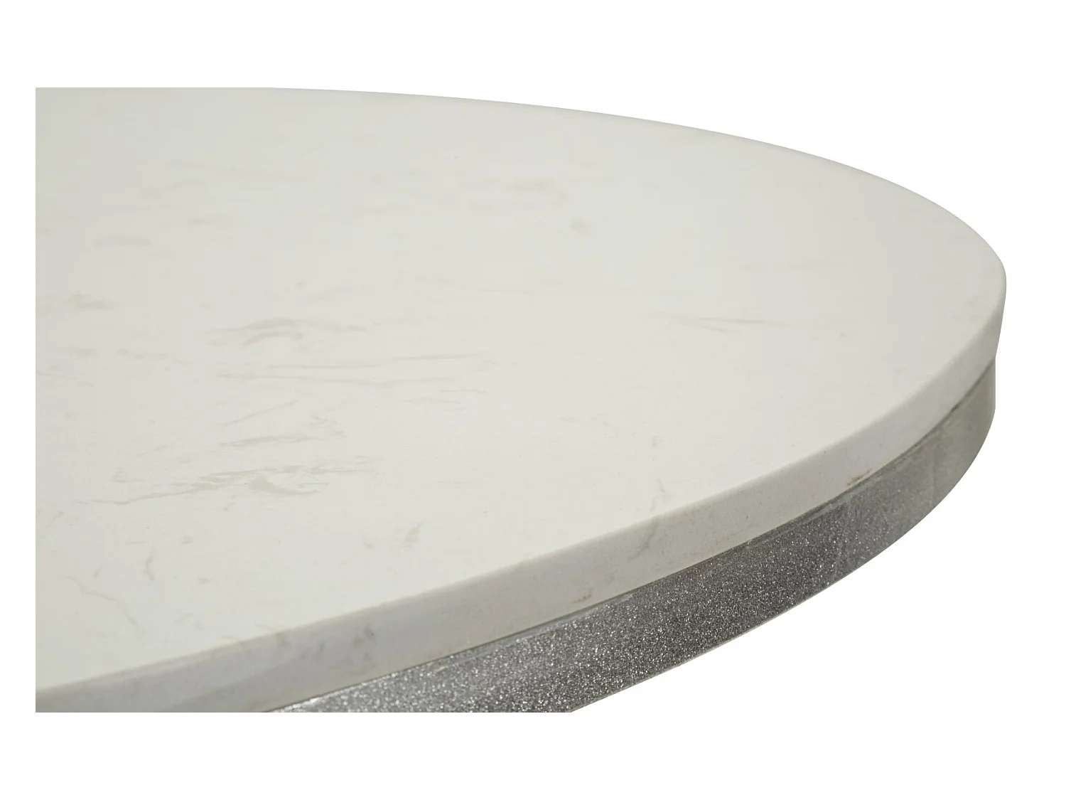 Table à manger en métal argenté et marbre, ø 100x76,5 cm