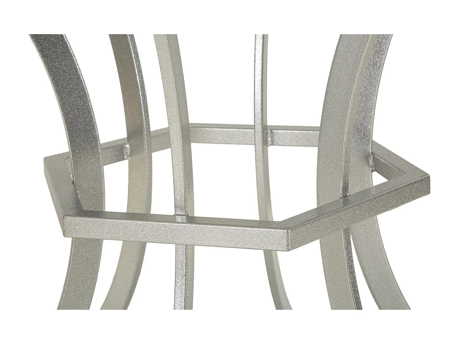 Table à manger en métal argenté et marbre, ø 100x76,5 cm