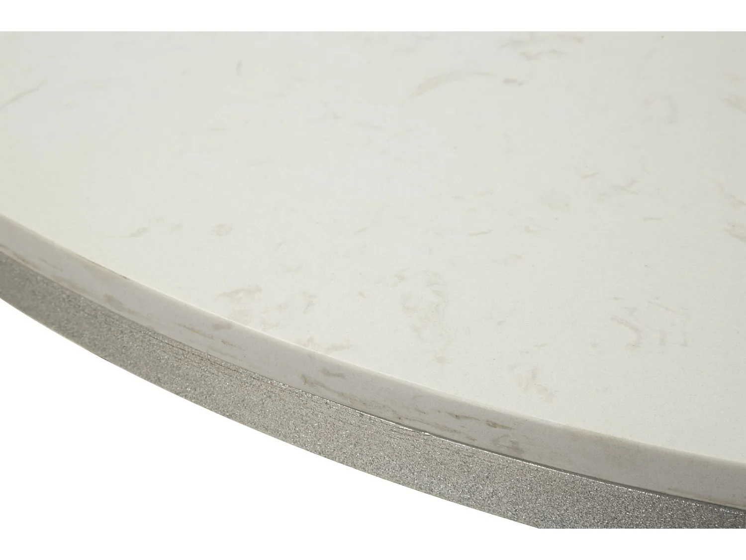 Table à manger en métal argenté et marbre, ø 100x76,5 cm