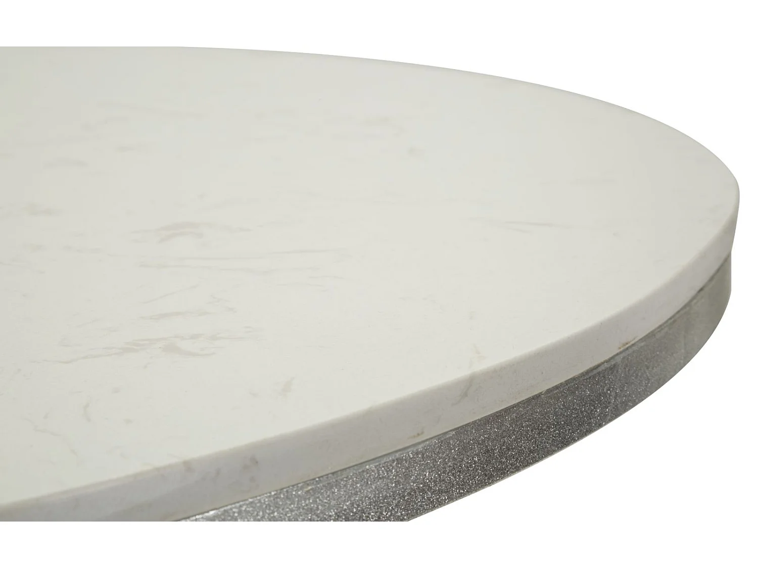 Table à manger en métal argenté et marbre, ø 100x76,5 cm