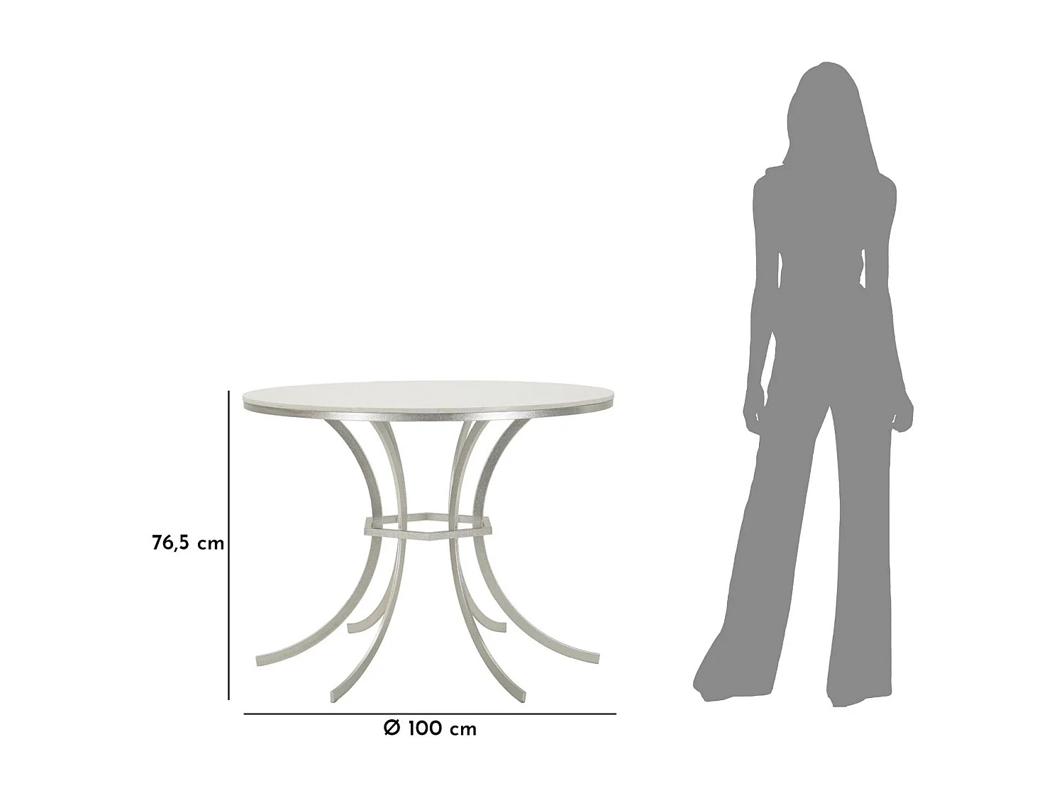 Table de Repas "Istanbul" 100cm Blanc & Argent