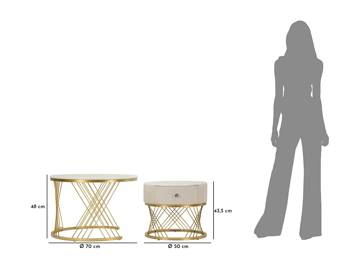 Set de 2 tables d'appoint gigognes en mdf Votix