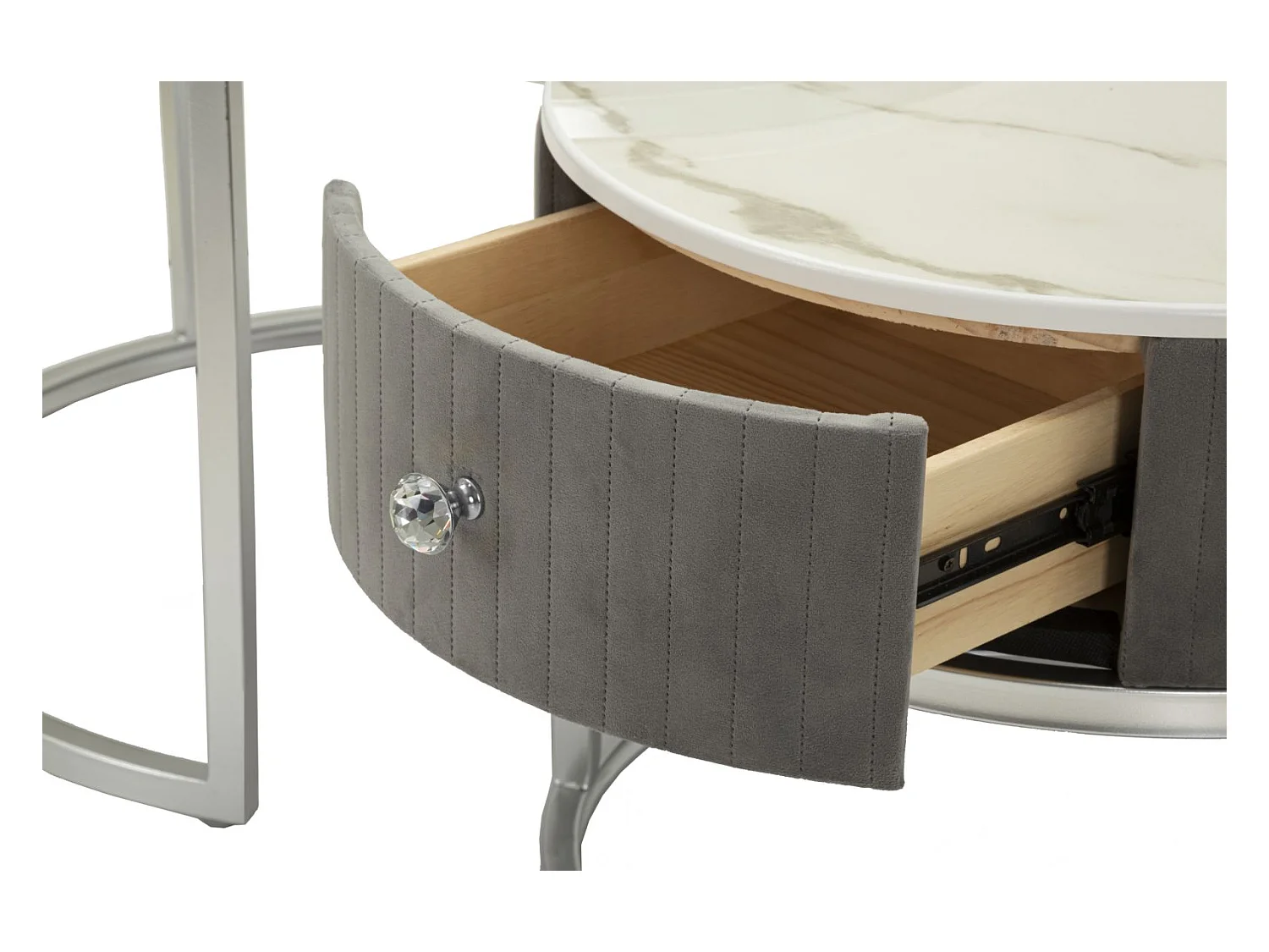 Tables basses en velours et métal, paire, ø 70x45-50x40 cm